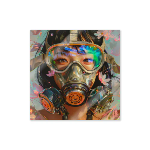 gasmask girl spring 2024 Sticker