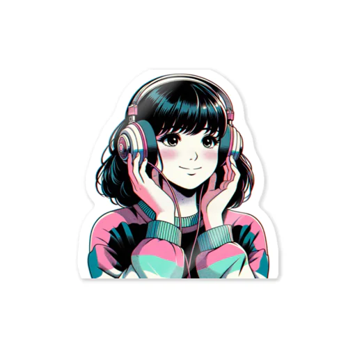 80’sヘッドフォン少女① Sticker