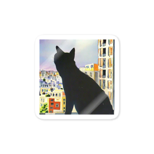 見つめる黒猫 Sticker