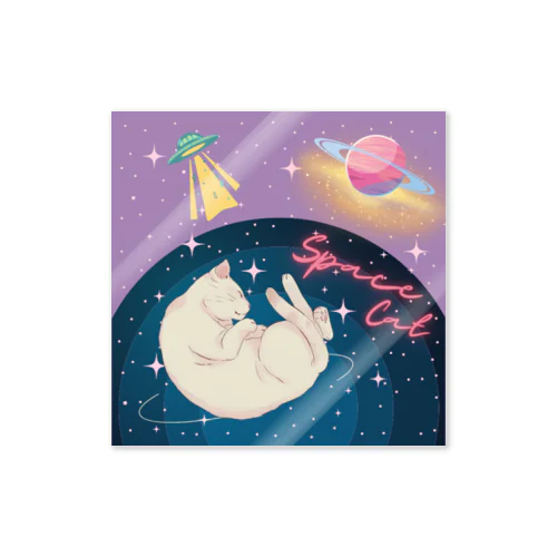 宇宙と猫 / spacewalker sleeping cat Sticker