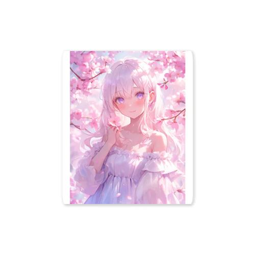 桜の下の少女幸せいっぱい　なでしこ1478 Sticker