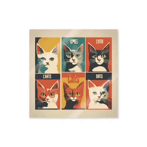 6匹の猫 Sticker