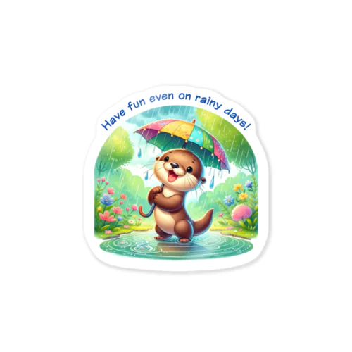 雨の日のお散歩　カワウソくん Sticker