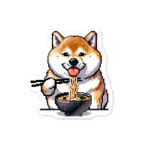 ラーメン大好き太っちょ柴犬【ドット絵】 ステッカー