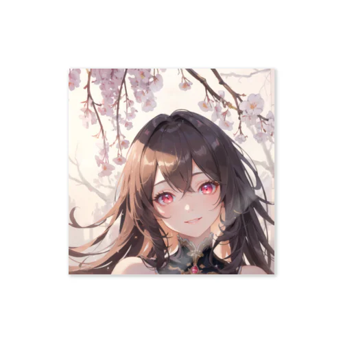 桜に囲まれた女の子 Sticker