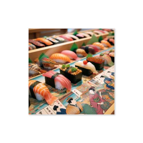 日本の風景:江戸前寿司、Japanese scenery: Edomae sushi ステッカー