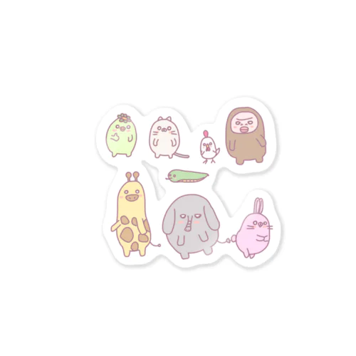 動物集合（´(ｪ)｀） Sticker