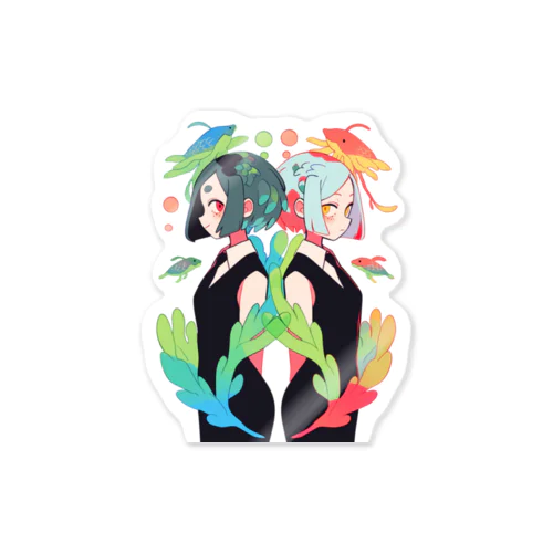 海の生物の擬人化 Sticker