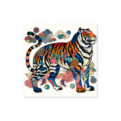 浮世絵風　虎（威風堂々）"Ukiyo-e Style: Majestic Tiger" "浮世绘风格：威风凛凛的虎" ステッカー