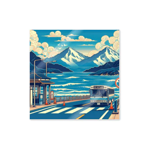 日本の風景:夏にバス旅行、ｊapanese scenery: Bus trip in summer Sticker