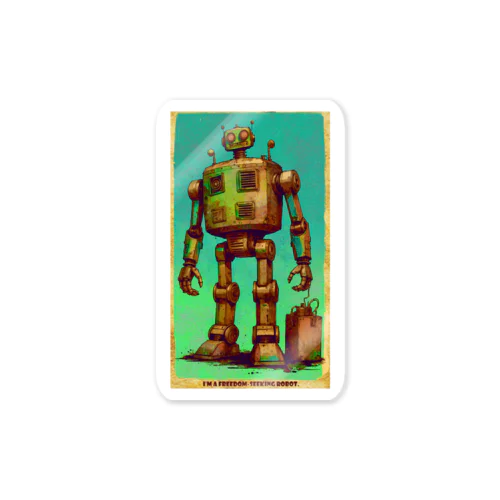 自由を求めるレトロなガラクタロボットくん Sticker