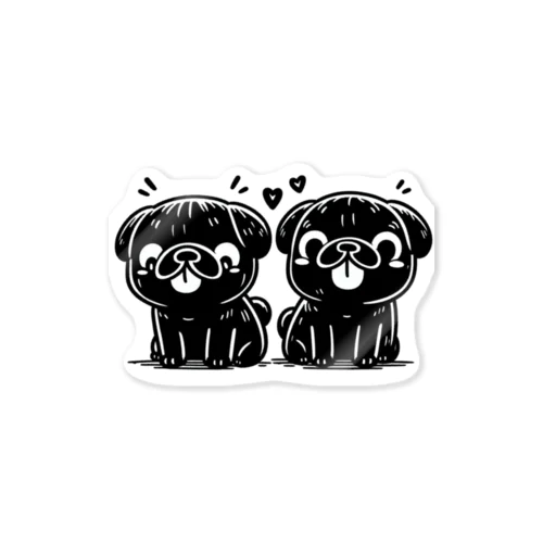 twin pug ステッカー