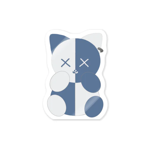 シンメトリーな猫さんのぬいぐるみ（おすわりバージョン） Sticker