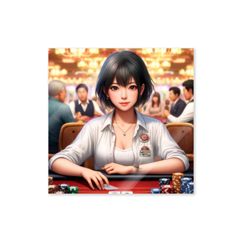 ポーカーをする女の子 Sticker