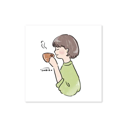 ほっとひと息つく女の子　ピスタチオ Sticker