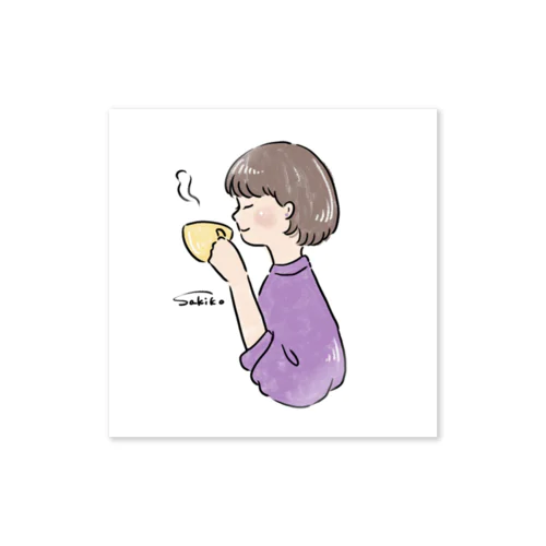 ほっとひと息つく女の子　紫芋 Sticker