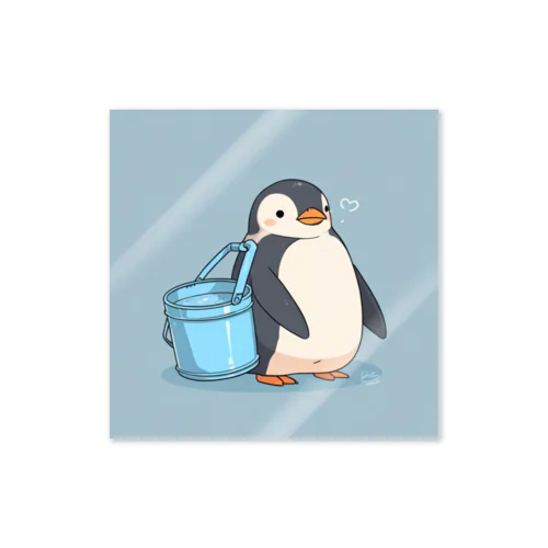 かわいいペンギンとおもちゃのバケツ Sticker