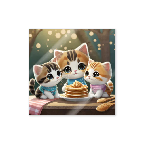 子猫家族とパンケーキ ステッカー