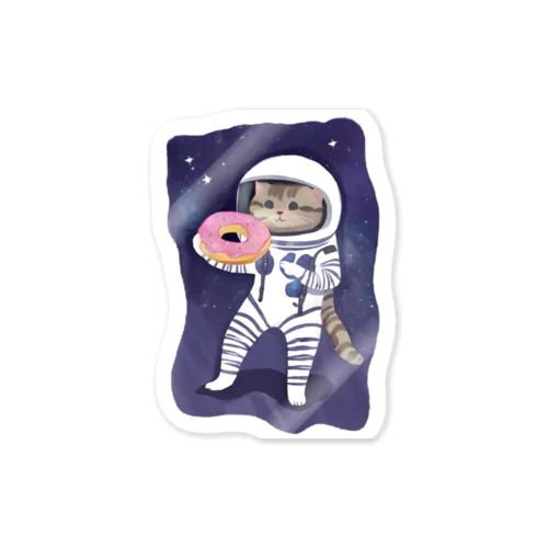 宇宙でドーナツを食べる猫 Sticker