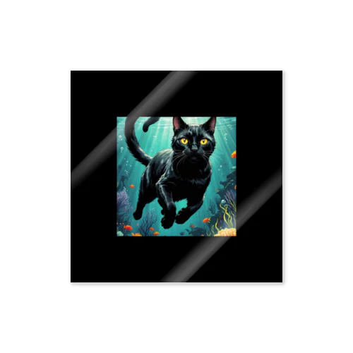 黒猫ダイビング Sticker