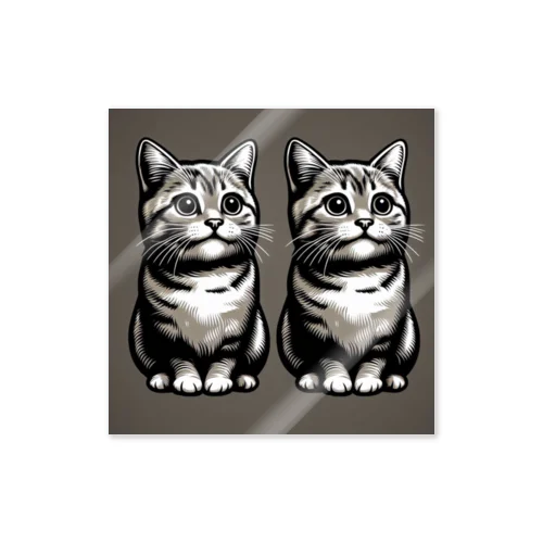 双子座の猫 ステッカー