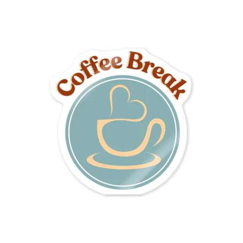 「coffee break 」ワンポイントTシャツ ステッカー