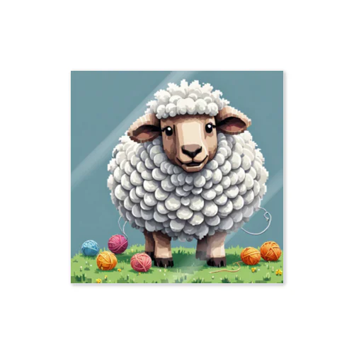 平和な草原で羊がひつじ年を楽しんでいます ステッカー