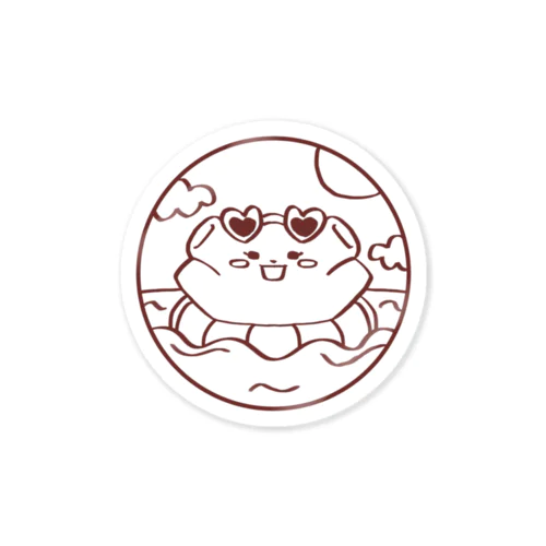 ゆる焼きましまろちゃん（海で浮き輪・線） Sticker