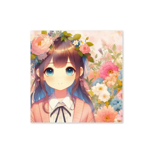 可愛い女の子とお花10 Sticker