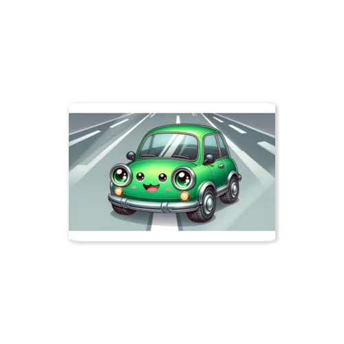 かわいい緑の車 ステッカー