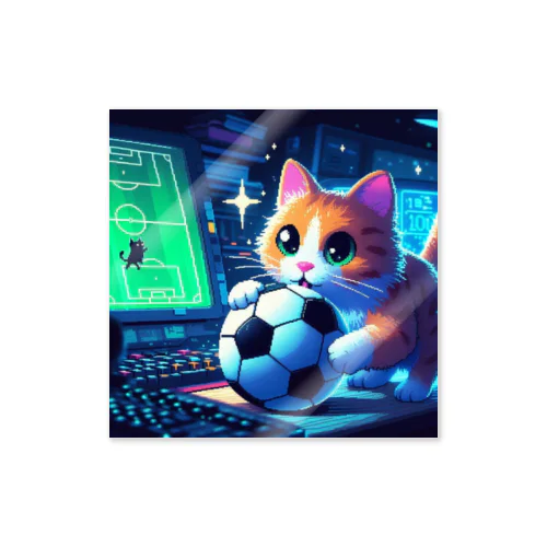 猫とサッカー ステッカー