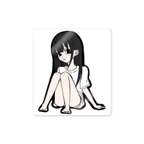 黒髪ロングの女の子 Sticker