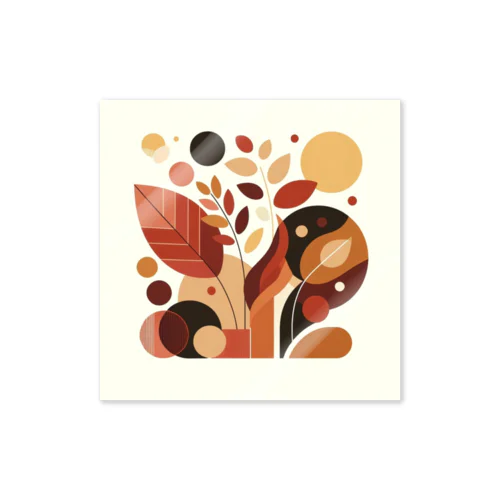 秋の落ち葉の抽象画 ステッカー