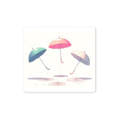 雨で踊る傘 Sticker