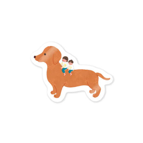 Kids on the dog Sticker