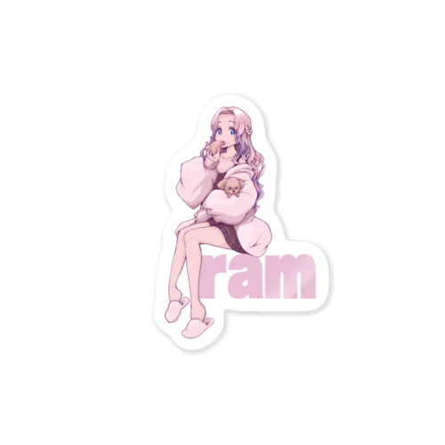 くつろぎram (White) Sticker