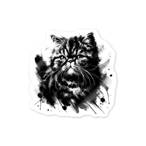 水墨画の猫（エキゾチックショートヘア） Sticker