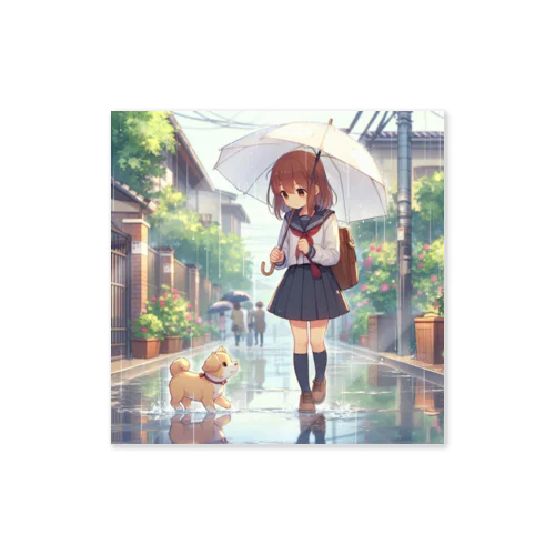 雨の日に出会う愛犬 Sticker