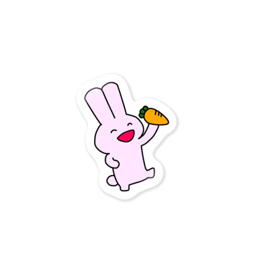 ピンク色のうさぎ「にんじん」 Sticker