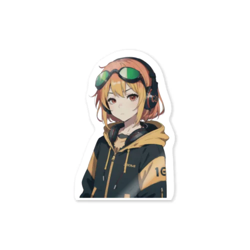  ChatGPT ゴーグルとヘッドフォンの少女 Sticker