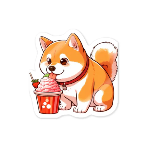 かき氷と柴犬 Sticker