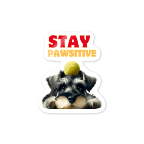 Schnauzer Puppy with a tennis ball ‼ Sticker
