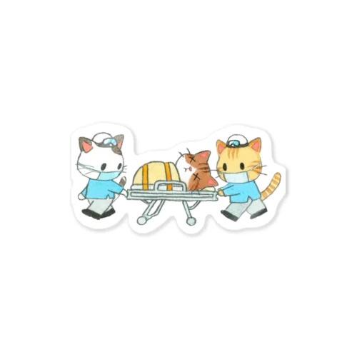 担架にゃんこ Sticker