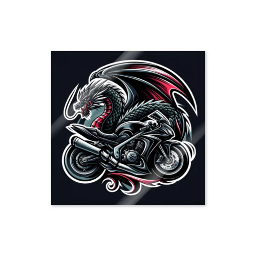 ドラゴンとバイクの融合: 力とスピードの象徴 ステッカー