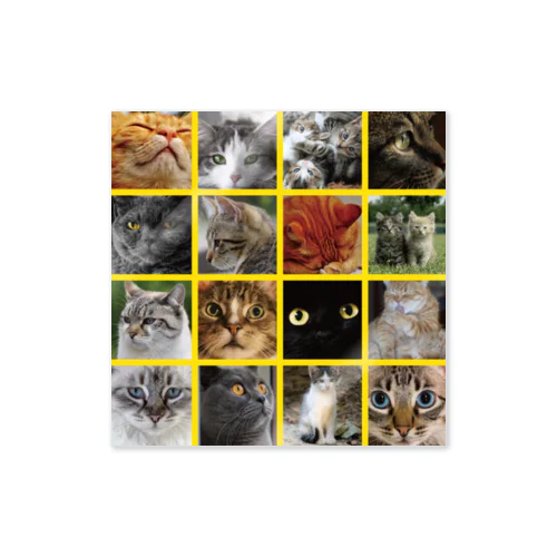 猫にゃ パッチワーク風 cat patchwork イエロー yellow Sticker