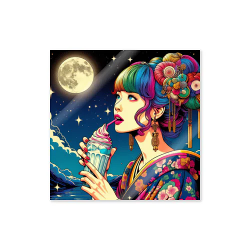 深夜の静寂に包まれた月夜 Sticker