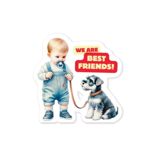 Schnauzer Puppy and a baby!! Sticker