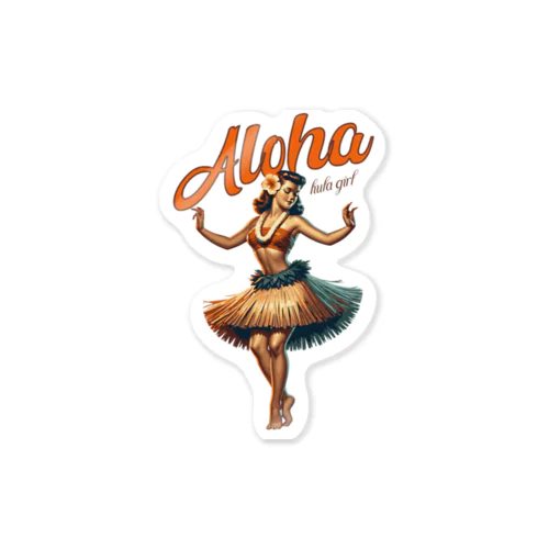 ビンテージアロハフラガール Vintage Aloha Hula Gril in Hawaii Sticker