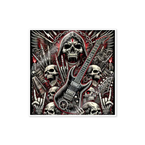 "Metal Mayhem: Skulls and Strings" ステッカー
