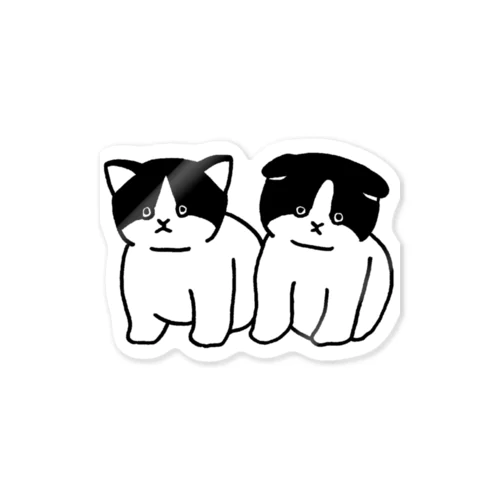 虚無猫の双子（線画） Sticker